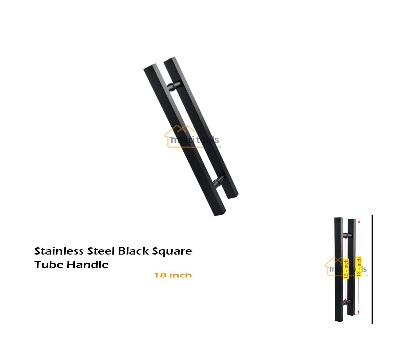 18 Inch Stainless Steel Black Square Tube Handle